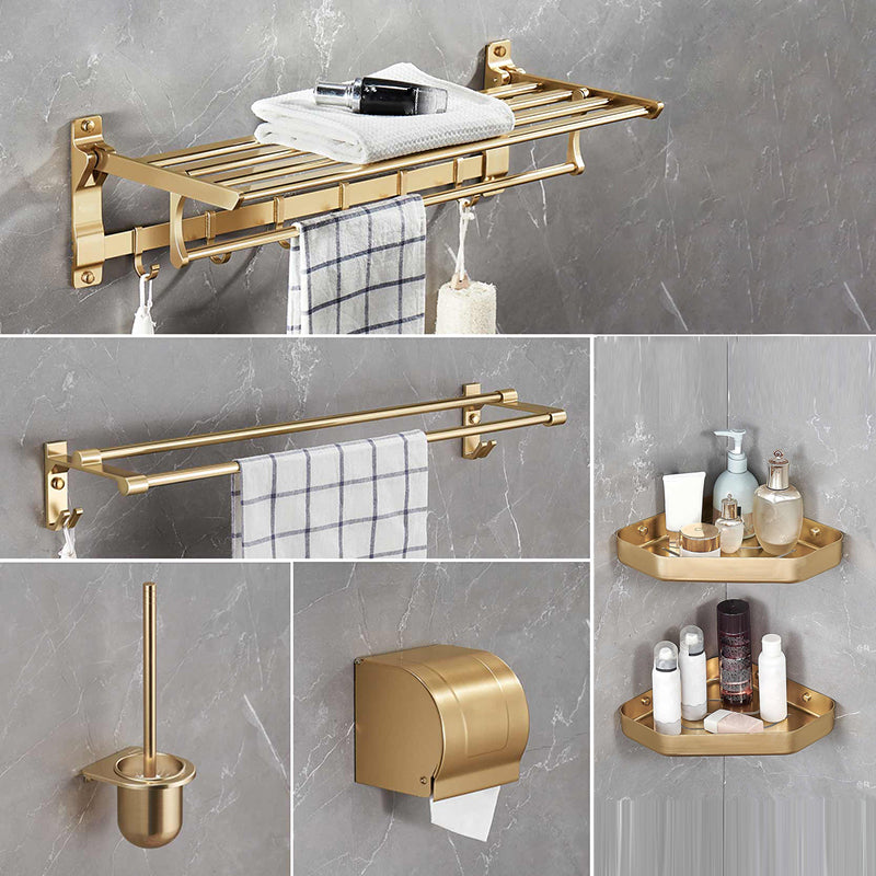 Modern Metal Bathroom Hardware Set Gold Bathroom Accessories Hardware Set 6-Piece Set Clearhalo 'Bathroom Hardware Sets' 'Bathroom Hardware' 'Bathroom Remodel & Bathroom Fixtures' 'bathroom_hardware_sets' 'Home Improvement' 'home_improvement' 'home_improvement_bathroom_hardware_sets' 6893230