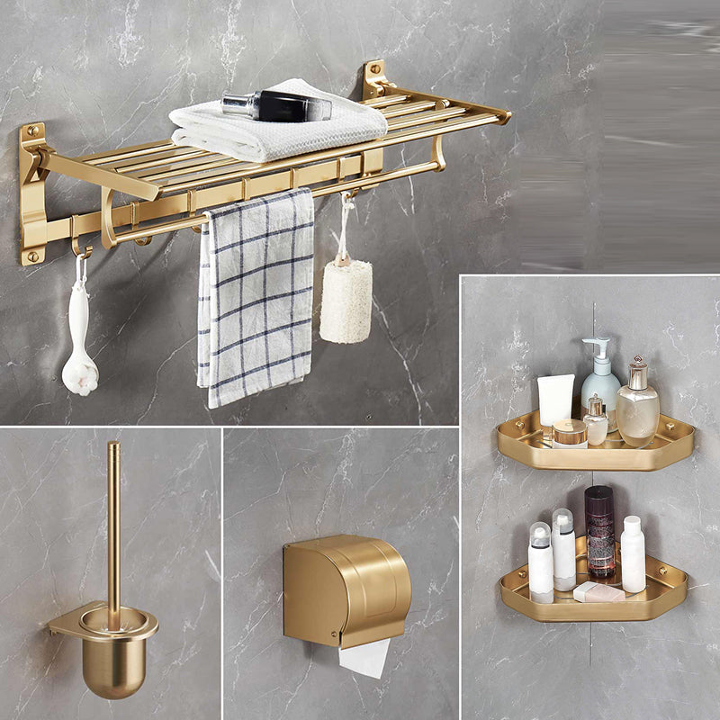 Modern Metal Bathroom Hardware Set Gold Bathroom Accessories Hardware Set 5 piece Set Clearhalo 'Bathroom Hardware Sets' 'Bathroom Hardware' 'Bathroom Remodel & Bathroom Fixtures' 'bathroom_hardware_sets' 'Home Improvement' 'home_improvement' 'home_improvement_bathroom_hardware_sets' 6893231