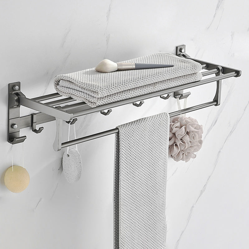 Modern Chrome Bathroom Accessory Set Aluminum Bath Hardware Set Towel Rack Clearhalo 'Bathroom Hardware Sets' 'Bathroom Hardware' 'Bathroom Remodel & Bathroom Fixtures' 'bathroom_hardware_sets' 'Home Improvement' 'home_improvement' 'home_improvement_bathroom_hardware_sets' 6893257