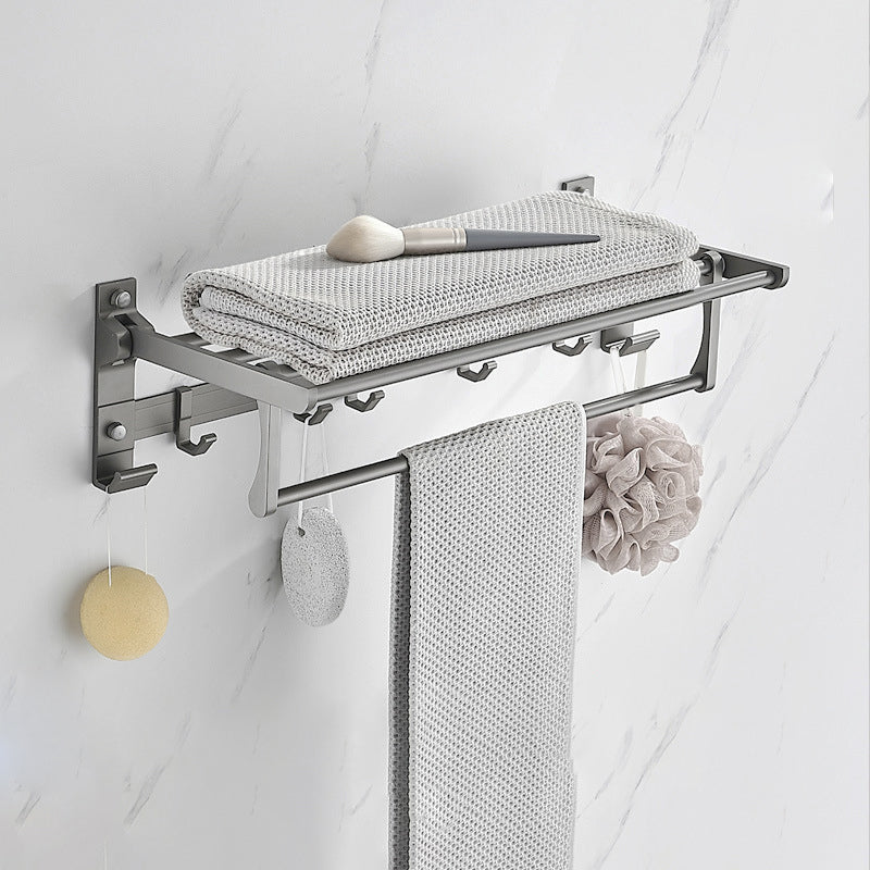 Modern Chrome Bathroom Accessory Set Aluminum Bath Hardware Set Towel Rack (20"L) Clearhalo 'Bathroom Hardware Sets' 'Bathroom Hardware' 'Bathroom Remodel & Bathroom Fixtures' 'bathroom_hardware_sets' 'Home Improvement' 'home_improvement' 'home_improvement_bathroom_hardware_sets' 6893271