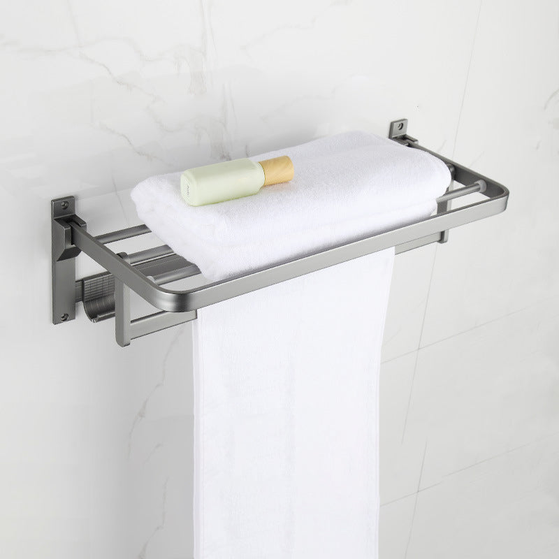 Modern Chrome Bathroom Accessory Set Aluminum Bath Hardware Set Towel Rack (24"L) Clearhalo 'Bathroom Hardware Sets' 'Bathroom Hardware' 'Bathroom Remodel & Bathroom Fixtures' 'bathroom_hardware_sets' 'Home Improvement' 'home_improvement' 'home_improvement_bathroom_hardware_sets' 6893272