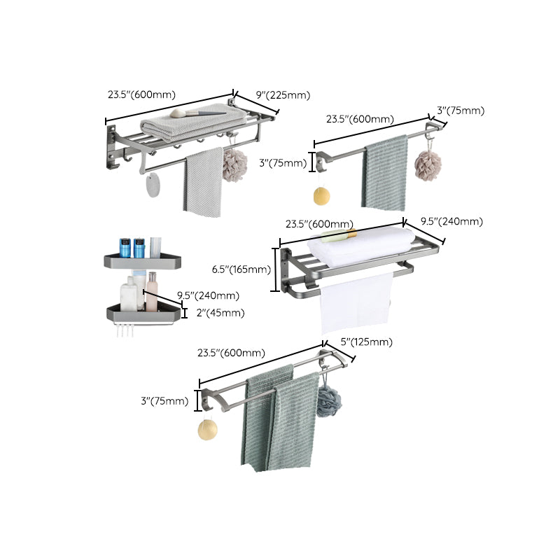 Modern Chrome Bathroom Accessory Set Aluminum Bath Hardware Set Clearhalo 'Bathroom Hardware Sets' 'Bathroom Hardware' 'Bathroom Remodel & Bathroom Fixtures' 'bathroom_hardware_sets' 'Home Improvement' 'home_improvement' 'home_improvement_bathroom_hardware_sets' 6893284