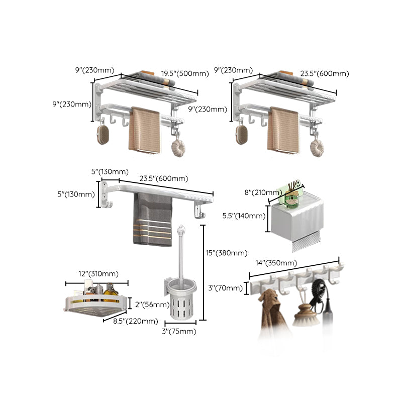 Modern White Bathroom Accessory As Individual Or As a Set in Metal Clearhalo 'Bathroom Hardware Sets' 'Bathroom Hardware' 'Bathroom Remodel & Bathroom Fixtures' 'bathroom_hardware_sets' 'Home Improvement' 'home_improvement' 'home_improvement_bathroom_hardware_sets' 6893347