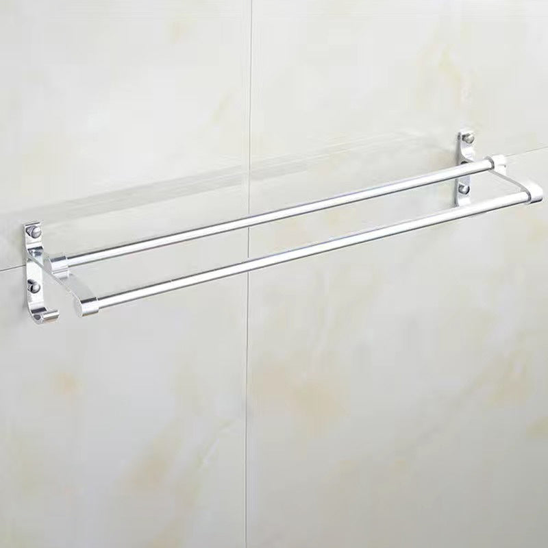 Modern Stainless Steel Paper Holder Bath Shelf Bathroom Accessory Kit Towel Bar (Double Rods) Clearhalo 'Bathroom Hardware Sets' 'Bathroom Hardware' 'Bathroom Remodel & Bathroom Fixtures' 'bathroom_hardware_sets' 'Home Improvement' 'home_improvement' 'home_improvement_bathroom_hardware_sets' 6893354