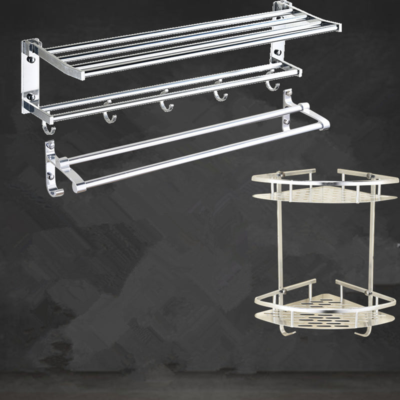 Modern Stainless Steel Paper Holder Bath Shelf Bathroom Accessory Kit 3-Piece Set (Double Rods) Clearhalo 'Bathroom Hardware Sets' 'Bathroom Hardware' 'Bathroom Remodel & Bathroom Fixtures' 'bathroom_hardware_sets' 'Home Improvement' 'home_improvement' 'home_improvement_bathroom_hardware_sets' 6893361