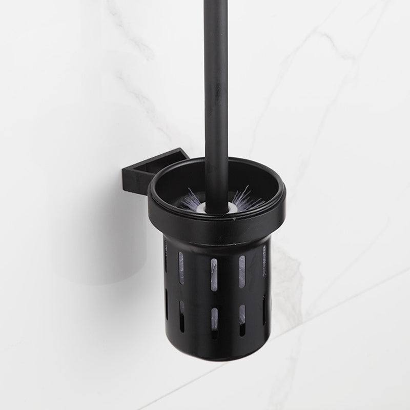 Modern Matte Black Bath Shelf Paper Holder Bathroom Accessory Kit Toilet Brush Clearhalo 'Bathroom Hardware Sets' 'Bathroom Hardware' 'Bathroom Remodel & Bathroom Fixtures' 'bathroom_hardware_sets' 'Home Improvement' 'home_improvement' 'home_improvement_bathroom_hardware_sets' 6893372