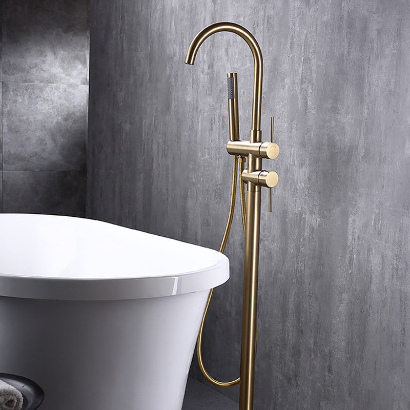 Traditional Floor Mounted Metal Freestanding Tub Filler Swivel Freestanding Faucet Clearhalo 'Bathroom Remodel & Bathroom Fixtures' 'Bathtub Faucets' 'bathtub_faucets' 'Home Improvement' 'home_improvement' 'home_improvement_bathtub_faucets' 6895021