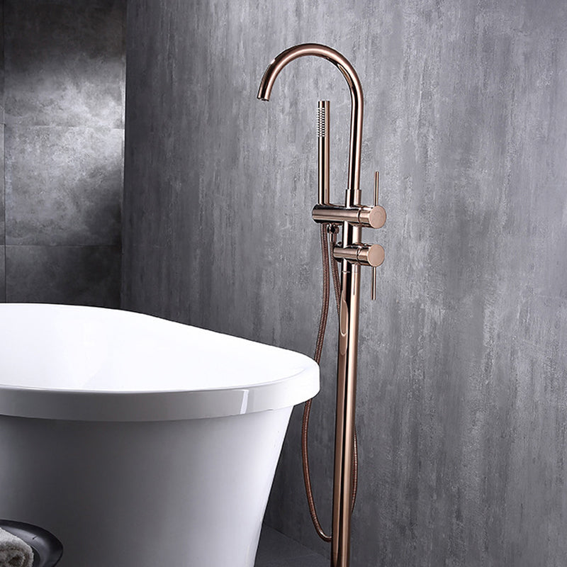 Traditional Floor Mounted Metal Freestanding Tub Filler Swivel Freestanding Faucet Clearhalo 'Bathroom Remodel & Bathroom Fixtures' 'Bathtub Faucets' 'bathtub_faucets' 'Home Improvement' 'home_improvement' 'home_improvement_bathtub_faucets' 6895022