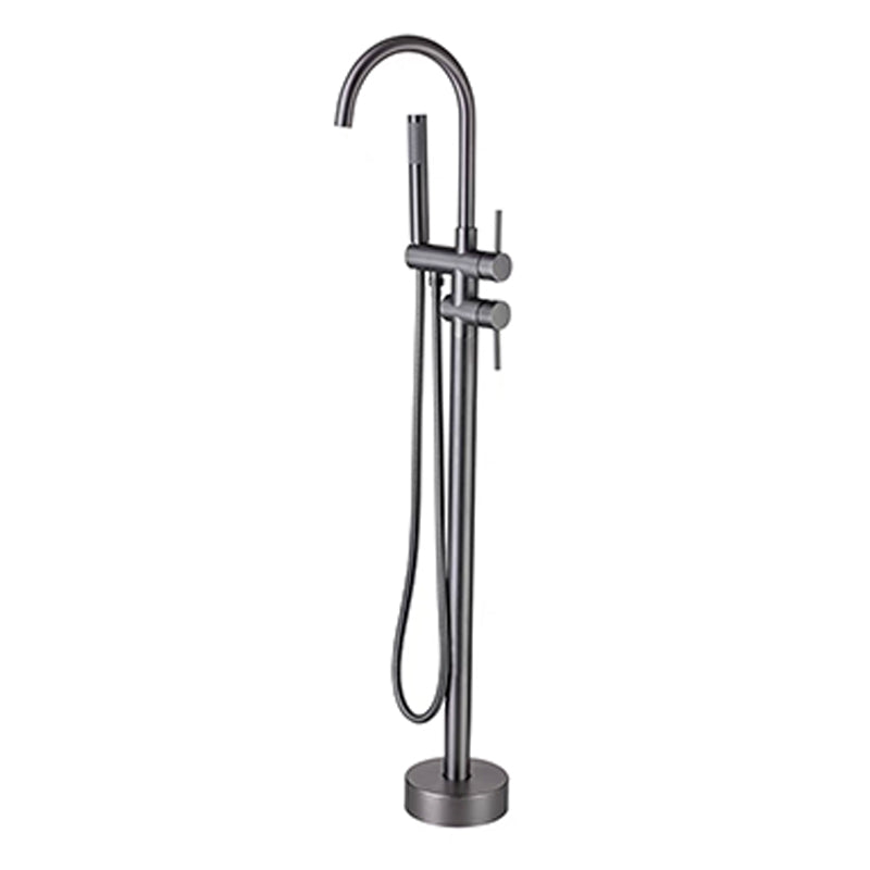 Traditional Floor Mounted Metal Freestanding Tub Filler Swivel Freestanding Faucet Gun Grey Ground Clearhalo 'Bathroom Remodel & Bathroom Fixtures' 'Bathtub Faucets' 'bathtub_faucets' 'Home Improvement' 'home_improvement' 'home_improvement_bathtub_faucets' 6895032