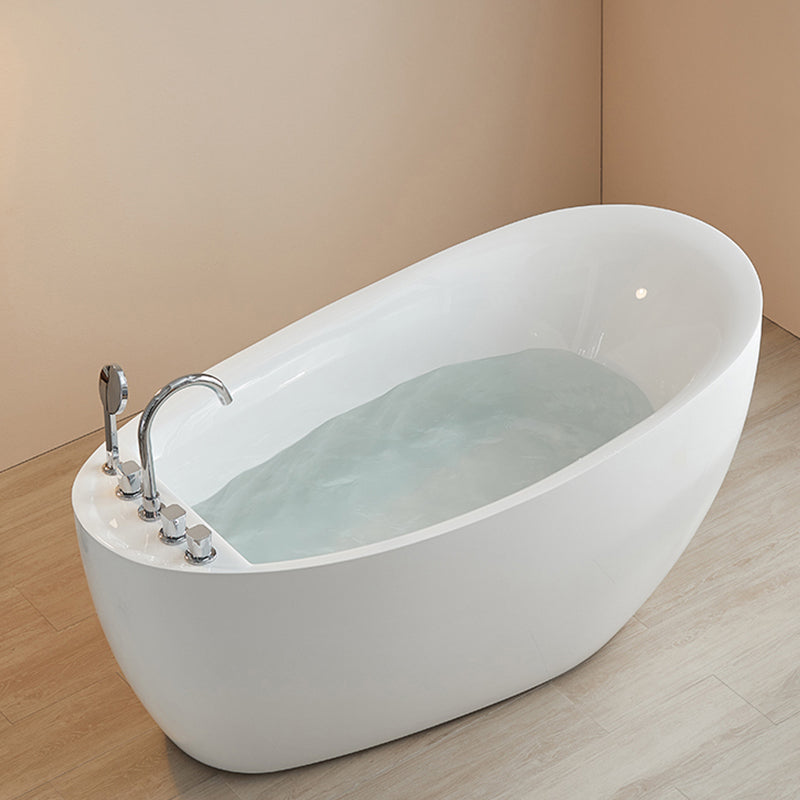 Modern Acrylic Freestanding Bath Tub Soaking 31.5-inch Tall Bathtub in White Tub with Silver 5-Piece Set Clearhalo 'Bathroom Remodel & Bathroom Fixtures' 'Bathtubs' 'Home Improvement' 'home_improvement' 'home_improvement_bathtubs' 'Showers & Bathtubs' 6895642