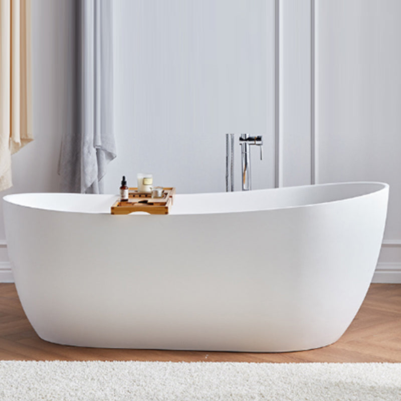 Modern Stone Freestanding Oval Tub Soaking 25.2-inch Tall White Bathtub(Board not Include) Matte White Clearhalo 'Bathroom Remodel & Bathroom Fixtures' 'Bathtubs' 'Home Improvement' 'home_improvement' 'home_improvement_bathtubs' 'Showers & Bathtubs' 6895677