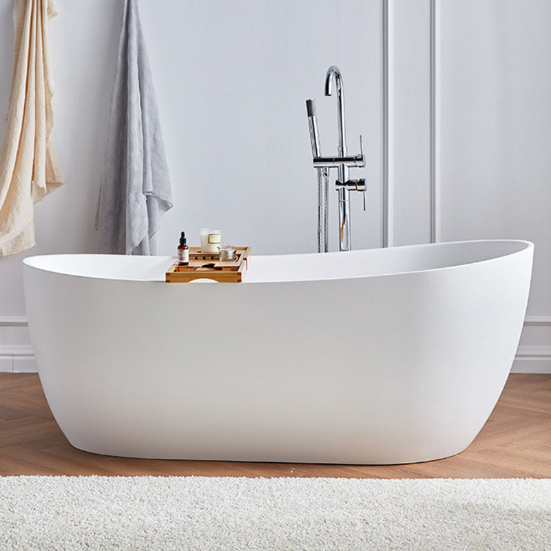 Modern Stone Freestanding Oval Tub Soaking 25.2-inch Tall White Bathtub(Board not Include) Matte White 63"L x 31"W x 25"H Clearhalo 'Bathroom Remodel & Bathroom Fixtures' 'Bathtubs' 'Home Improvement' 'home_improvement' 'home_improvement_bathtubs' 'Showers & Bathtubs' 6895679