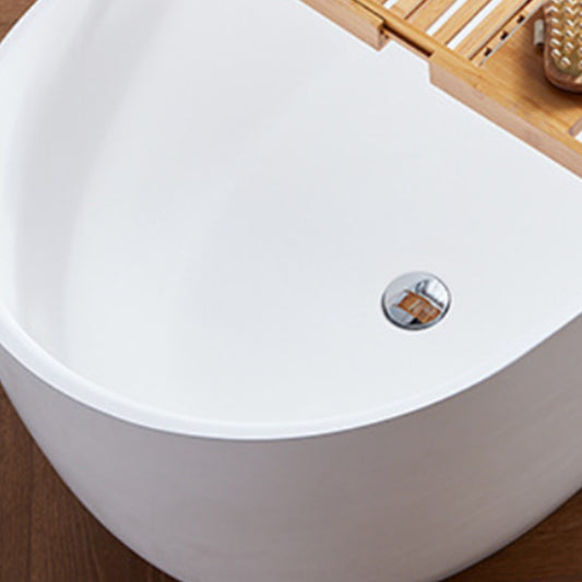 Modern Stone Freestanding Oval Tub Soaking 25.2-inch Tall White Bathtub(Board not Include) Clearhalo 'Bathroom Remodel & Bathroom Fixtures' 'Bathtubs' 'Home Improvement' 'home_improvement' 'home_improvement_bathtubs' 'Showers & Bathtubs' 6895685