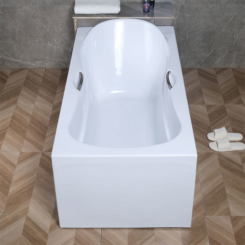 Acrylic Soaking Bath Antique Finish Rectangular Back to Wall Bath Tub 63"L x 29.5"W x 21.3"H Overflow Hole Not Included Clearhalo 'Bathroom Remodel & Bathroom Fixtures' 'Bathtubs' 'Home Improvement' 'home_improvement' 'home_improvement_bathtubs' 'Showers & Bathtubs' 6895711