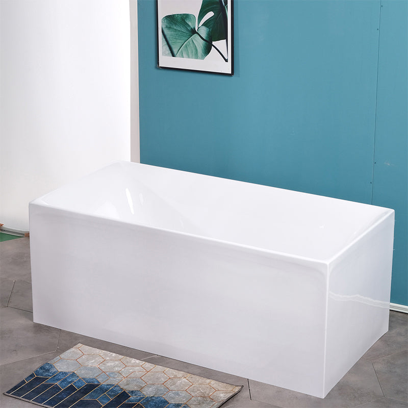 Acrylic Soaking Bathtub White Rectangular Back to Wall Bath Tub Without Seat Clearhalo 'Bathroom Remodel & Bathroom Fixtures' 'Bathtubs' 'Home Improvement' 'home_improvement' 'home_improvement_bathtubs' 'Showers & Bathtubs' 6895749