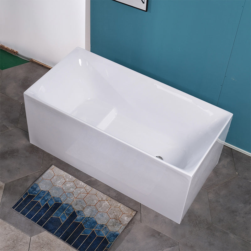 Acrylic Soaking Bathtub White Rectangular Back to Wall Bath Tub 47"L x 28"W x 22"H With Seat Clearhalo 'Bathroom Remodel & Bathroom Fixtures' 'Bathtubs' 'Home Improvement' 'home_improvement' 'home_improvement_bathtubs' 'Showers & Bathtubs' 6895751