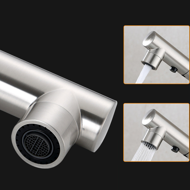 Contemporary Vessel Faucet Pull-out Faucet with Single Lever Handle Clearhalo 'Bathroom Remodel & Bathroom Fixtures' 'Bathroom Sink Faucets' 'Bathroom Sinks & Faucet Components' 'bathroom_sink_faucets' 'Home Improvement' 'home_improvement' 'home_improvement_bathroom_sink_faucets' 6896482