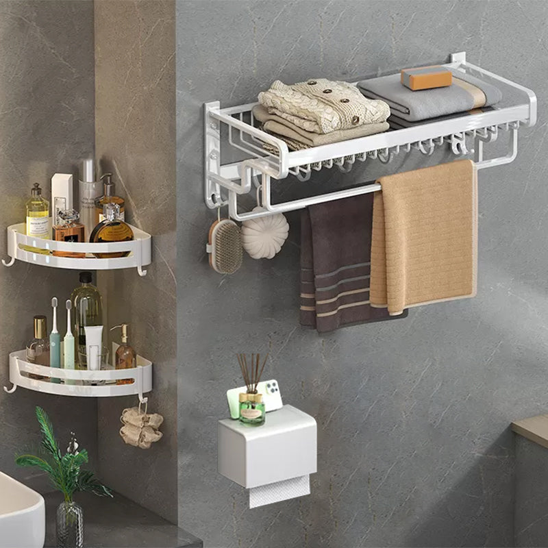 Modern Bathroom Accessory Kit White Paper Holder Bath Shelf Bath Hardware Set 4-Piece Set (Triangular Bath Shelf) Clearhalo 'Bathroom Hardware Sets' 'Bathroom Hardware' 'Bathroom Remodel & Bathroom Fixtures' 'bathroom_hardware_sets' 'Home Improvement' 'home_improvement' 'home_improvement_bathroom_hardware_sets' 6896944