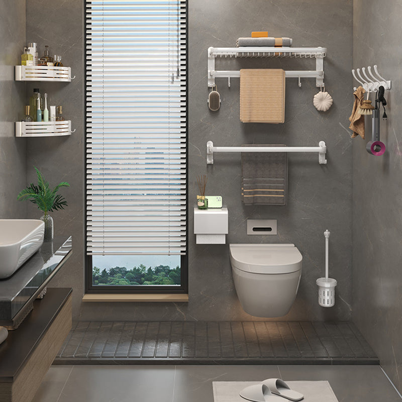 Modern Bathroom Accessory Kit White Paper Holder Bath Shelf Bath Hardware Set Clearhalo 'Bathroom Hardware Sets' 'Bathroom Hardware' 'Bathroom Remodel & Bathroom Fixtures' 'bathroom_hardware_sets' 'Home Improvement' 'home_improvement' 'home_improvement_bathroom_hardware_sets' 6896945