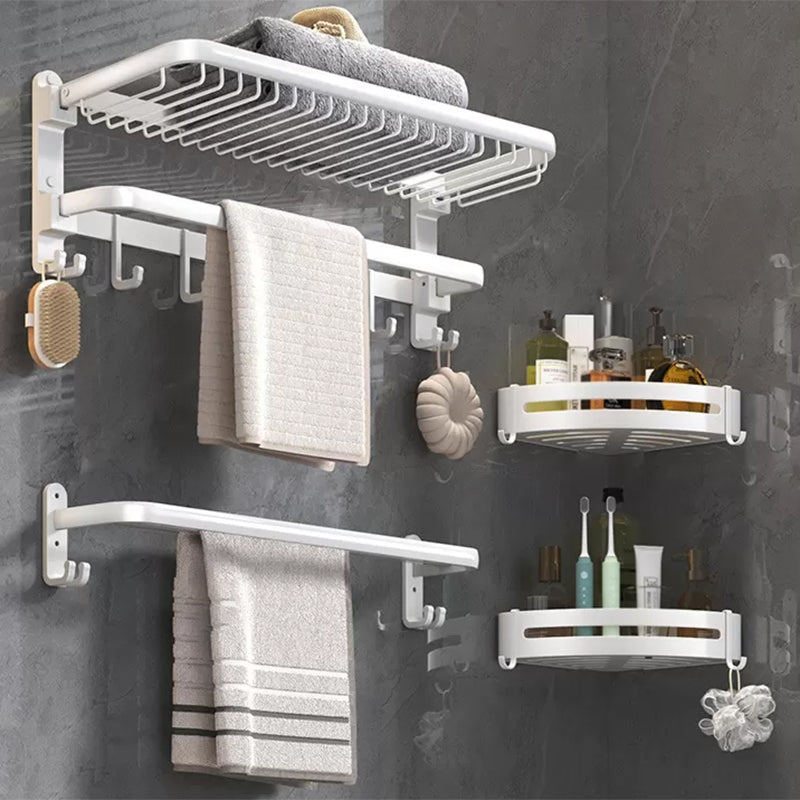 Modern Bathroom Accessory Kit White Paper Holder Bath Shelf Bath Hardware Set 4-Piece Set (Double Rods) Clearhalo 'Bathroom Hardware Sets' 'Bathroom Hardware' 'Bathroom Remodel & Bathroom Fixtures' 'bathroom_hardware_sets' 'Home Improvement' 'home_improvement' 'home_improvement_bathroom_hardware_sets' 6896946