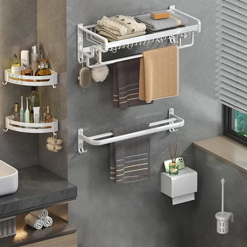 Modern Bathroom Accessory Kit White Paper Holder Bath Shelf Bath Hardware Set 6-Piece Set (Double Rods) Clearhalo 'Bathroom Hardware Sets' 'Bathroom Hardware' 'Bathroom Remodel & Bathroom Fixtures' 'bathroom_hardware_sets' 'Home Improvement' 'home_improvement' 'home_improvement_bathroom_hardware_sets' 6896952