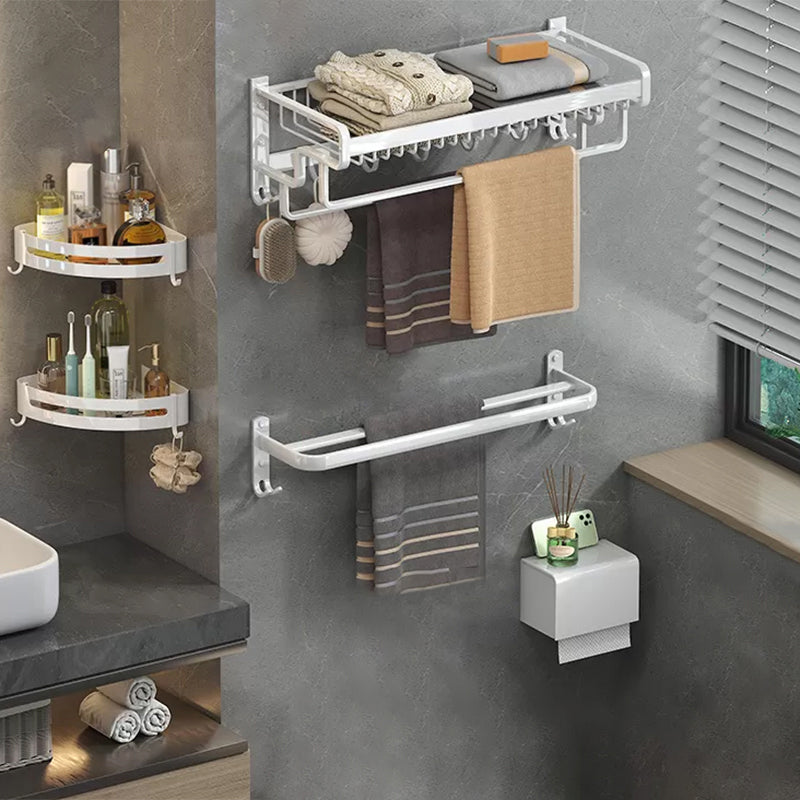 Modern Bathroom Accessory Kit White Paper Holder Bath Shelf Bath Hardware Set 5-Piece Set (Towel Bar) Clearhalo 'Bathroom Hardware Sets' 'Bathroom Hardware' 'Bathroom Remodel & Bathroom Fixtures' 'bathroom_hardware_sets' 'Home Improvement' 'home_improvement' 'home_improvement_bathroom_hardware_sets' 6896965