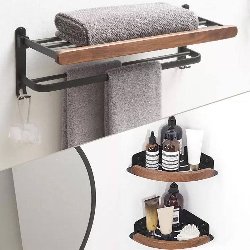 Modern Bathroom Accessory Kit Aluminum & Wood Bath Hardware Set 3-Piece Set (Triangle Bath Shelf) Clearhalo 'Bathroom Hardware Sets' 'Bathroom Hardware' 'Bathroom Remodel & Bathroom Fixtures' 'bathroom_hardware_sets' 'Home Improvement' 'home_improvement' 'home_improvement_bathroom_hardware_sets' 6896999