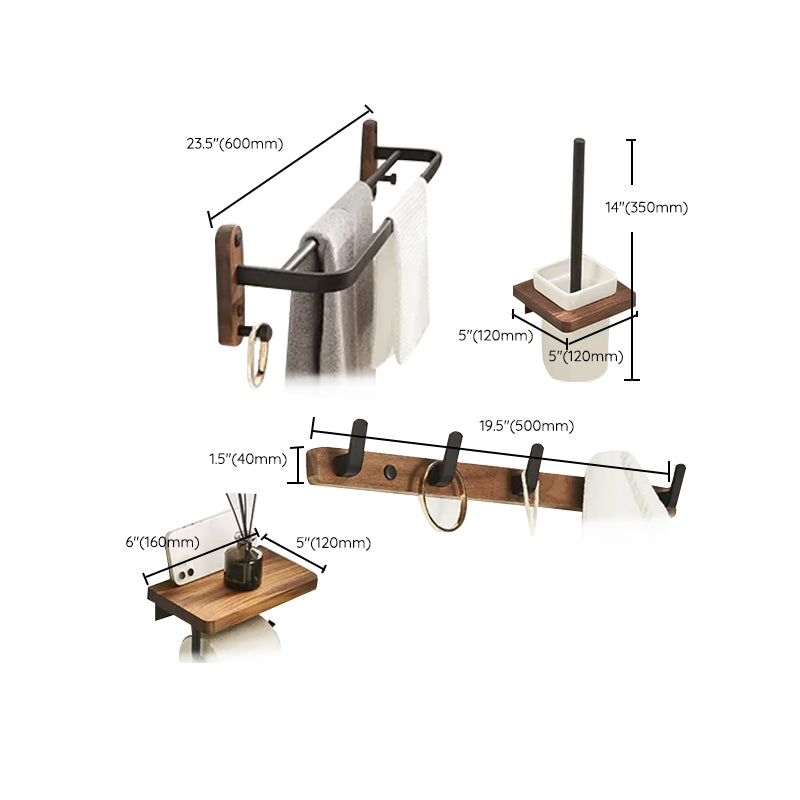 Modern Bathroom Accessory Kit Aluminum & Wood Bath Hardware Set Clearhalo 'Bathroom Hardware Sets' 'Bathroom Hardware' 'Bathroom Remodel & Bathroom Fixtures' 'bathroom_hardware_sets' 'Home Improvement' 'home_improvement' 'home_improvement_bathroom_hardware_sets' 6897008