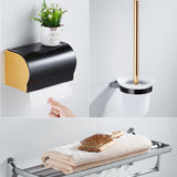 6-Piece Contemporary Bath Hardware Set Bath Shelf/Towel Bar Paper Holder Included Clearhalo 'Bathroom Hardware Sets' 'Bathroom Hardware' 'Bathroom Remodel & Bathroom Fixtures' 'bathroom_hardware_sets' 'Home Improvement' 'home_improvement' 'home_improvement_bathroom_hardware_sets' 6897019