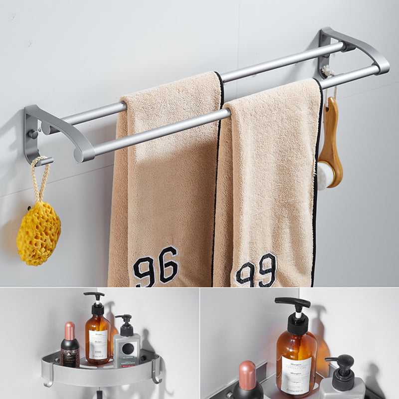 6-Piece Contemporary Bath Hardware Set Bath Shelf/Towel Bar Paper Holder Included Clearhalo 'Bathroom Hardware Sets' 'Bathroom Hardware' 'Bathroom Remodel & Bathroom Fixtures' 'bathroom_hardware_sets' 'Home Improvement' 'home_improvement' 'home_improvement_bathroom_hardware_sets' 6897020