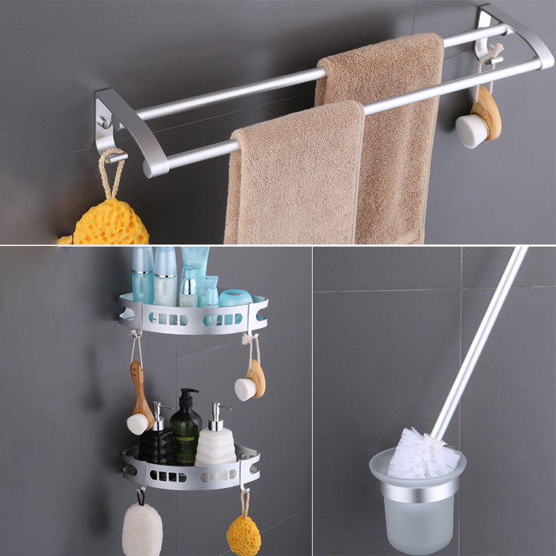 6-Piece Modern Bath Hardware Set in Aluminum with Towel Bar/Paper Holder Clearhalo 'Bathroom Hardware Sets' 'Bathroom Hardware' 'Bathroom Remodel & Bathroom Fixtures' 'bathroom_hardware_sets' 'Home Improvement' 'home_improvement' 'home_improvement_bathroom_hardware_sets' 6897028