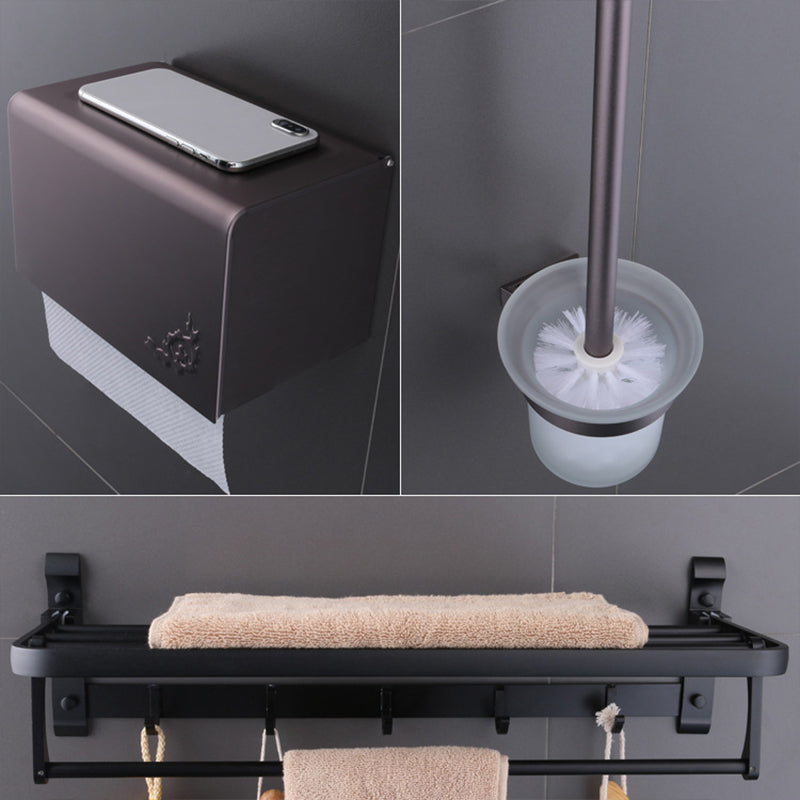 6-Piece Modern Bath Hardware Set in Aluminum with Towel Bar/Paper Holder Clearhalo 'Bathroom Hardware Sets' 'Bathroom Hardware' 'Bathroom Remodel & Bathroom Fixtures' 'bathroom_hardware_sets' 'Home Improvement' 'home_improvement' 'home_improvement_bathroom_hardware_sets' 6897039
