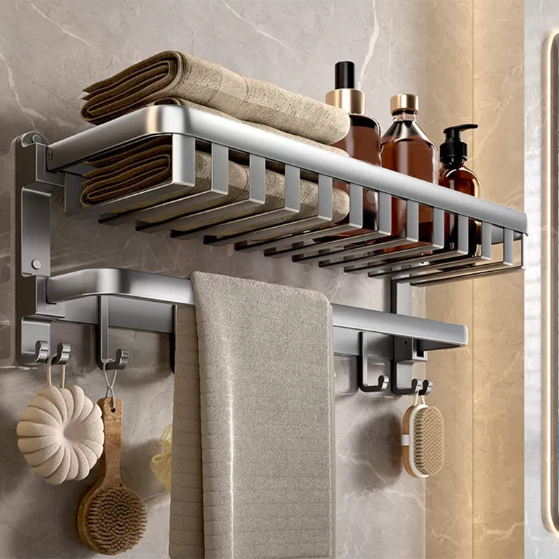 Modern Bath Hardware Set Grey Bath Shelf Paper Holder Bathroom Accessory Kit Clearhalo 'Bathroom Hardware Sets' 'Bathroom Hardware' 'Bathroom Remodel & Bathroom Fixtures' 'bathroom_hardware_sets' 'Home Improvement' 'home_improvement' 'home_improvement_bathroom_hardware_sets' 6897075