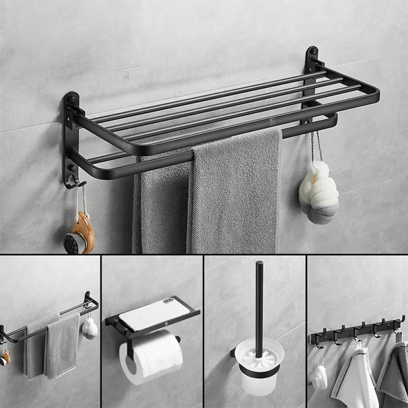 MODERN SLEEK BATHROOM Shelf and Double Toilet Roll Holder Black