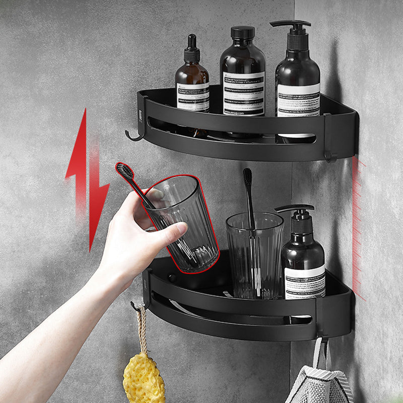 Matte Black Contemporary Bathroom Accessory Set with Bath Shelf & Towel Bar Clearhalo 'Bathroom Hardware Sets' 'Bathroom Hardware' 'Bathroom Remodel & Bathroom Fixtures' 'bathroom_hardware_sets' 'Home Improvement' 'home_improvement' 'home_improvement_bathroom_hardware_sets' 6897139