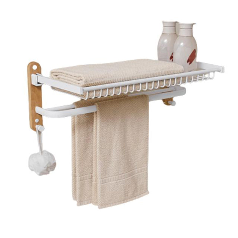 Aluminum & Wood Bath Hardware Set White Bathroom Accessory Kit Towel Rack Clearhalo 'Bathroom Hardware Sets' 'Bathroom Hardware' 'Bathroom Remodel & Bathroom Fixtures' 'bathroom_hardware_sets' 'Home Improvement' 'home_improvement' 'home_improvement_bathroom_hardware_sets' 6897150