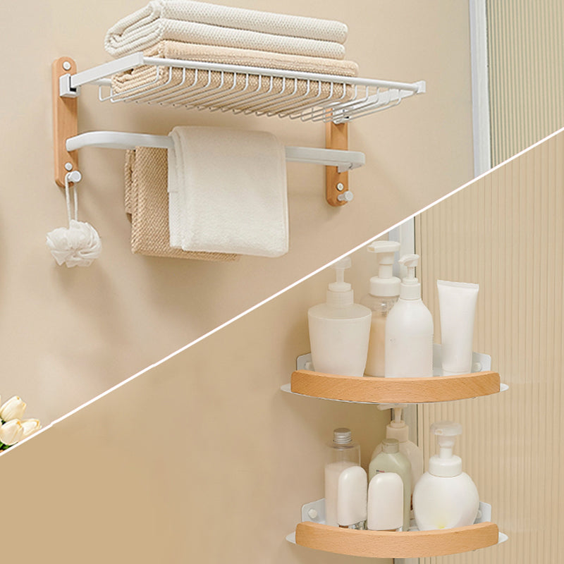 Aluminum & Wood Bath Hardware Set White Bathroom Accessory Kit 3-Piece Set (Towel Rack) Clearhalo 'Bathroom Hardware Sets' 'Bathroom Hardware' 'Bathroom Remodel & Bathroom Fixtures' 'bathroom_hardware_sets' 'Home Improvement' 'home_improvement' 'home_improvement_bathroom_hardware_sets' 6897157