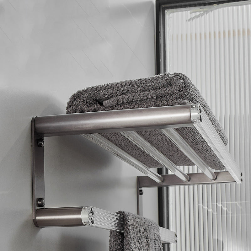 Modern Bathroom Set Grey Towel Bar Bath Shelf Bathroom Accessory Kit Clearhalo 'Bathroom Hardware Sets' 'Bathroom Hardware' 'Bathroom Remodel & Bathroom Fixtures' 'bathroom_hardware_sets' 'Home Improvement' 'home_improvement' 'home_improvement_bathroom_hardware_sets' 6897167