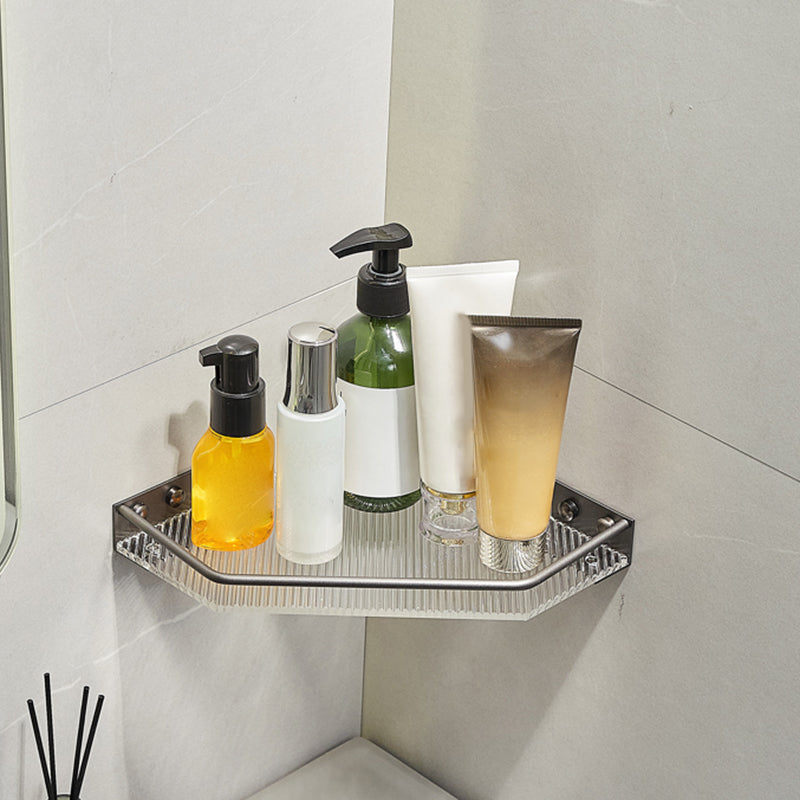 Modern Bathroom Set Grey Towel Bar Bath Shelf Bathroom Accessory Kit Triangular Bath Shelf Clearhalo 'Bathroom Hardware Sets' 'Bathroom Hardware' 'Bathroom Remodel & Bathroom Fixtures' 'bathroom_hardware_sets' 'Home Improvement' 'home_improvement' 'home_improvement_bathroom_hardware_sets' 6897172