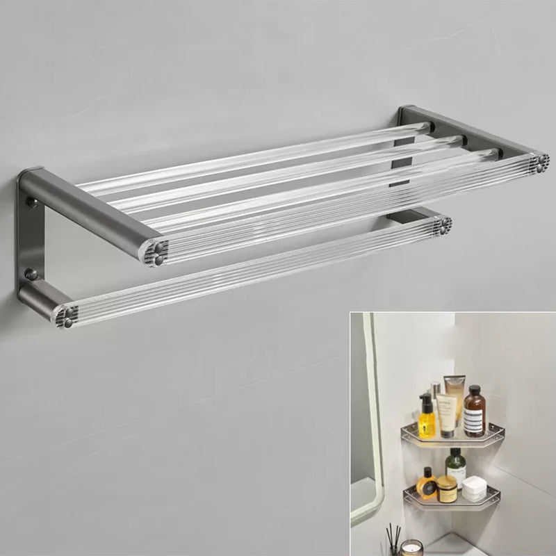 Modern Bathroom Set Grey Towel Bar Bath Shelf Bathroom Accessory Kit 3-Piece Set (Triangle Bath Shelf) Clearhalo 'Bathroom Hardware Sets' 'Bathroom Hardware' 'Bathroom Remodel & Bathroom Fixtures' 'bathroom_hardware_sets' 'Home Improvement' 'home_improvement' 'home_improvement_bathroom_hardware_sets' 6897176