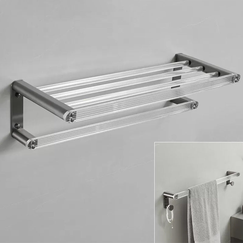 Modern Bathroom Set Grey Towel Bar Bath Shelf Bathroom Accessory Kit Towel Rack with Towel Bar (Single Bar) Clearhalo 'Bathroom Hardware Sets' 'Bathroom Hardware' 'Bathroom Remodel & Bathroom Fixtures' 'bathroom_hardware_sets' 'Home Improvement' 'home_improvement' 'home_improvement_bathroom_hardware_sets' 6897177