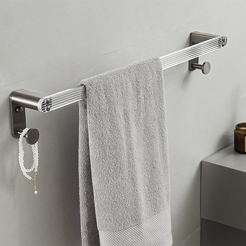 Modern Bathroom Set Grey Towel Bar Bath Shelf Bathroom Accessory Kit Towel Bar (Single Rod) Clearhalo 'Bathroom Hardware Sets' 'Bathroom Hardware' 'Bathroom Remodel & Bathroom Fixtures' 'bathroom_hardware_sets' 'Home Improvement' 'home_improvement' 'home_improvement_bathroom_hardware_sets' 6897178