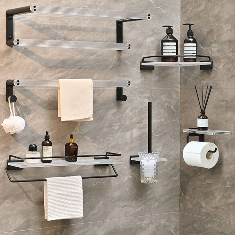 Black Bathroom Accessories Hardware Set with Towel Bar and Bath Shelf -  Clearhalo