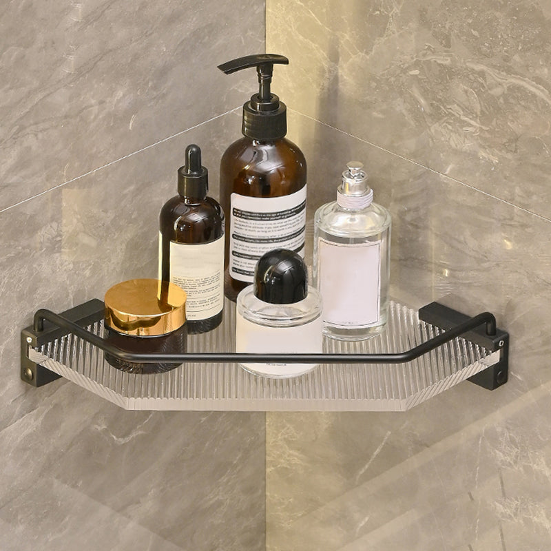 Modern Bathroom Accessory Kit Black Towel Bar Bath Shelf Bathroom Hardware Set Triangular Bath Shelf Clearhalo 'Bathroom Hardware Sets' 'Bathroom Hardware' 'Bathroom Remodel & Bathroom Fixtures' 'bathroom_hardware_sets' 'Home Improvement' 'home_improvement' 'home_improvement_bathroom_hardware_sets' 6897189