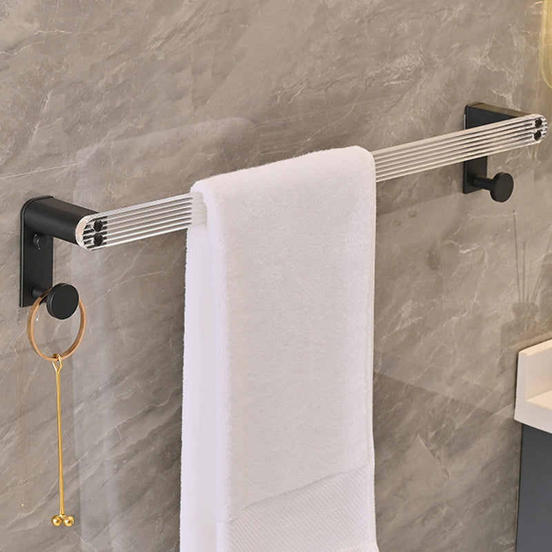 Modern Bathroom Accessory Kit Black Towel Bar Bath Shelf Bathroom Hardware Set Towel Bar (Single Rod) Clearhalo 'Bathroom Hardware Sets' 'Bathroom Hardware' 'Bathroom Remodel & Bathroom Fixtures' 'bathroom_hardware_sets' 'Home Improvement' 'home_improvement' 'home_improvement_bathroom_hardware_sets' 6897190