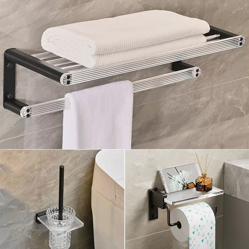 Modern Bathroom Accessory Kit Black Towel Bar Bath Shelf Bathroom Hardware Set 3-Piece Set (Toilet Brush) Clearhalo 'Bathroom Hardware Sets' 'Bathroom Hardware' 'Bathroom Remodel & Bathroom Fixtures' 'bathroom_hardware_sets' 'Home Improvement' 'home_improvement' 'home_improvement_bathroom_hardware_sets' 6897202