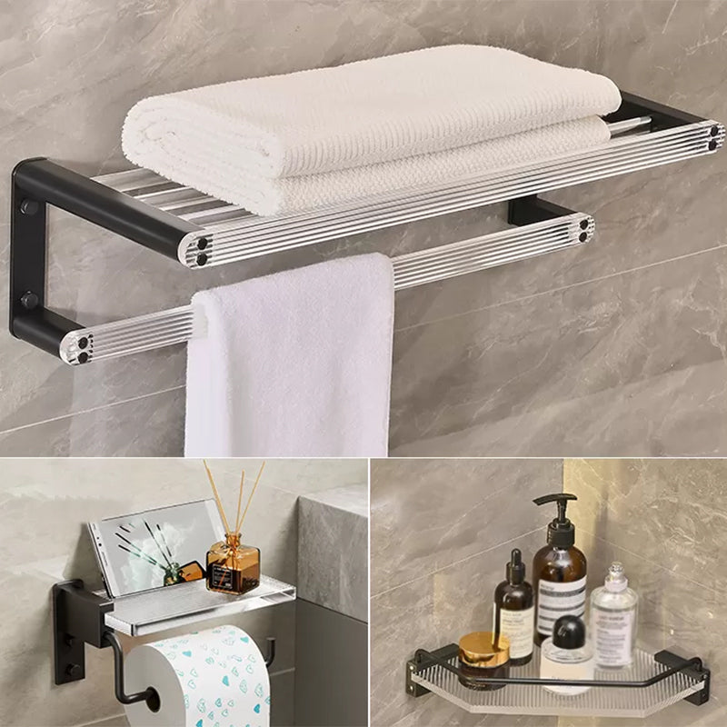 Modern Bathroom Accessory Kit Black Towel Bar Bath Shelf Bathroom Hardware Set 3-Piece Set (Toilet Paper Holder) Clearhalo 'Bathroom Hardware Sets' 'Bathroom Hardware' 'Bathroom Remodel & Bathroom Fixtures' 'bathroom_hardware_sets' 'Home Improvement' 'home_improvement' 'home_improvement_bathroom_hardware_sets' 6897203