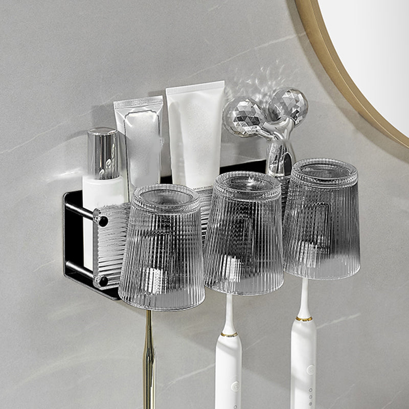 Modern Bathroom Accessory Set Bath Shelf Towel Bar Black Bath Hardware Set Toothbrush Holder (Three Cups) Clearhalo 'Bathroom Hardware Sets' 'Bathroom Hardware' 'Bathroom Remodel & Bathroom Fixtures' 'bathroom_hardware_sets' 'Home Improvement' 'home_improvement' 'home_improvement_bathroom_hardware_sets' 6897262