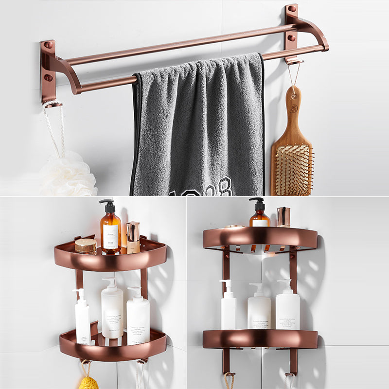 5-Piece Modern Bathroom Accessory Set with Bath Shelf/Towel Bar/Paper Holder Clearhalo 'Bathroom Hardware Sets' 'Bathroom Hardware' 'Bathroom Remodel & Bathroom Fixtures' 'bathroom_hardware_sets' 'Home Improvement' 'home_improvement' 'home_improvement_bathroom_hardware_sets' 6897276