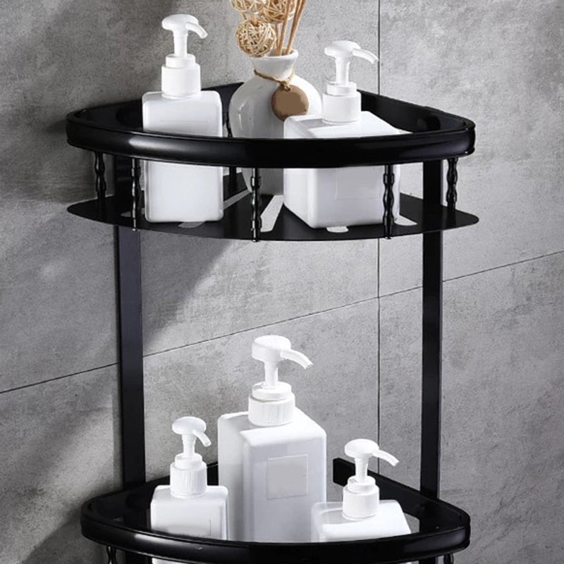 Modern 5/6-Piece Bathroom Accessory Set with Bath Shelf/Robe Hooks/Towel Bar Clearhalo 'Bathroom Hardware Sets' 'Bathroom Hardware' 'Bathroom Remodel & Bathroom Fixtures' 'bathroom_hardware_sets' 'Home Improvement' 'home_improvement' 'home_improvement_bathroom_hardware_sets' 6897349